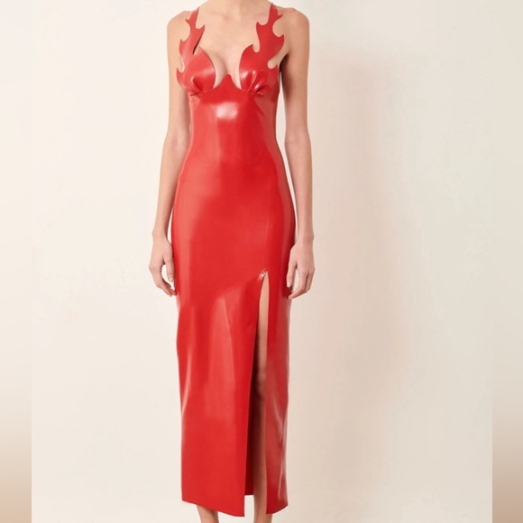 ❤️POSTER GIRL Roast Latex Red Dress - Picture 4 of 4